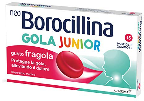Alfasigma Neoborocillina Gola Junior Gusto Fragola, 15 Pastiglie Gommose
