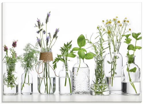 ARTLAND Spritzschutz Küchenrückwand Küche Herd Glas mit Motiv Größe personalisiert Desgin Modern Kräuter Pflanzen Blumen Basilikum Lavendel Gewürze H9KE