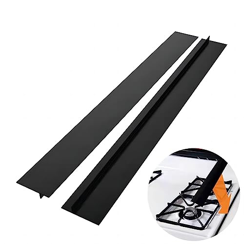 2pcs Silicone Seal Strip Stove Counter Space Cover Heat-Resistant Anti-Oil Oven Space Filler Sealing Strip for Kitchen (25inch-Black)