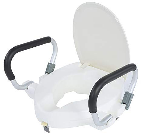 Raised Toilet Seat for Elderly, Disabled Toilet Seat Raiser with Handles Toilet Height Booster Elevated Toilet Seat with Lid, for Handicapped and Limited Mobility Users