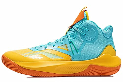 LI-NING AGBQ116 Damen-Freizeitschuhe, modisch, sportlich, stoßdämpfend, Rebound, klassisch, mittelhoch, Freizeitschuhe, Sonic Team Orange Blue Abpr017-2h, 42.5 EU
