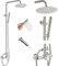Midanya Outdoor Shower Fixture Set Brushed Nickel 8 Inch Rainfall Shower Head with 2 in 1 Cylinder Handheld Spray Wall Mount Adjustable Slide Bar SUS 304 Stainless Steel One Handle Shower Faucet