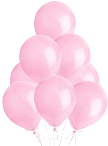 Metallic Light Pink Balloons 100 Pack, Large 12 Inch Thick Latex Biodegradable Helium Party Balloons for Birthday, Wedding, Baby Shower, Valentine's Day Events Decoration for Balloon Arch Garland
