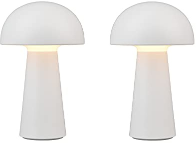 2er Set wiederaufladbare Outdoor Akku Tischleuchten Höhe 21cm Weiß