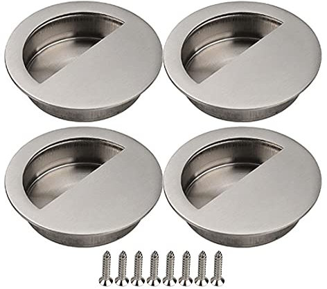 Zasvec Griffmuschel Schiebetür 4 Stück Griffmulden Möbelgriffe Edelstahl Griffmuschel Schiebetüren Möbelgriff Muschelgriff Edelstahl Balkontürgriff mit Schraube für Schubladen Zimmertür Silber