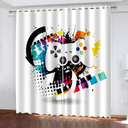 Abaodanba Rideaux Occultant Gamer - Lot De 2 Occultants d'enfant, Thermiques isolants en Polyester, Impression Numérique 3D, Pour Chambre - 140x100 cm