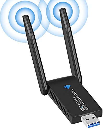 Maxesla AC1300 Mbps Clé WiFi Puissante, USB 3.0 Double Bande, 2.4G / 5GHz Dongle WiFi, Adaptateur WiFi PC/Laptop/Desktop/Tablet, Compatible avec Windows 11/10/8/7/Vista/XP, Mac OS X