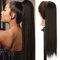 Clip in Haarteil Pferdeschwanz Extension Dunkelbraun Lang Glatt Haarverlängerunge Verlängerung Kunsthaar Natürliches Ponytail Zopf Magic Paste Wrap Around Ponytail Hairpiece 071G