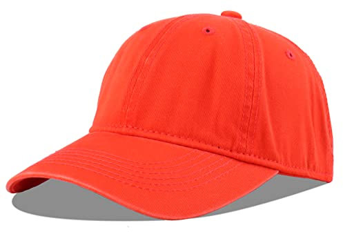 LANGZHEN Unisex Vintage gewaschen Distressed Baumwolle Einstellbare Solid Dad Hut, Gewaschene Klassische Baseball Cap für Männer Frauen (Orange)