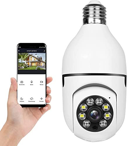 CaméRa De SéCurité Sans Fil Wifi Ampoule CaméRa, CaméRa De Surveillance DôMe Hd Vision Nocturne CaméRa De Prise De LumièRe, 1080p 360 DegréS CaméRa Sans Fil De SéCurité à Domicile Intelligente (1 PCS)