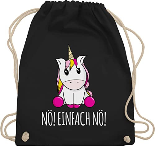 Turnbeutel Rucksack - Einhörner - Taschen - Nö Einfach Nö Einhorn - Unisize - Schwarz - einhörnern no beutel unicorns nö! stoffbeutel motiv unicorn juterucksäcke mit freche sprüche