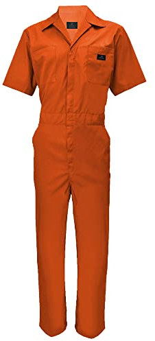 ACTIVE UNIFORMS Coveralls Workwear Herren Kurzarm Overall, Orange/Abendrot im Zickzackmuster (Sunset Chevron), L
