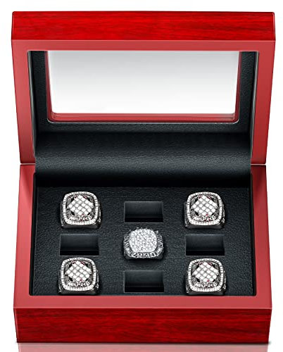 Meisterschaftsring Vitrine Holzring Vitrine Box Baseball Ring Halter Trophäe für mehrere Ringe Softball Sport Ringe, 9 Löcher