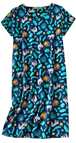 Dreamskull Nightdress for Ladies Women Short Sleeve Nightie Loose Nightshirt Cartoon Stely Nightgowns Home T-Shirt Dress