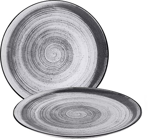 konsimo. Speiseteller für 6 Personen - 6er Set Teller - Spülmaschinen - Mikrowellengeeignet - Tellerset aus Keramik - LINARI Moderne Großer Essteller - 26 cm - grau/hellgrau