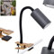 HOFSTEIN Klemmleuchte Javel, moderne Klemmlampe aus Metall/MDF in Schwarz/Holzoptik/Braun/Anthrazit, Leseleuchte mit An-/Ausschalter am Kabel und beweglichem Leuchtenkopf, 1x GU10 ohne Leuchtmittel