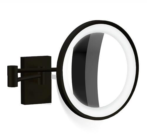 Decor Walther BS 40 Wandkosmetikspiegel LED, schwarz matt - Vergrößerung 3-Fach