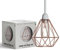 LEDSONE Modern Geometric Diamond Pendant Lampshade - Metal Wire Cage, Rose Gold, 14.5x20cm, Ideal for Living Room, Kitchen, Restaurant, Office