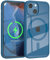 EAZY CASE Crystal TPU Hülle kompatibel mit iPhone 13 Mini kompatibel mit Qi-Charging, Silikon mit Kameraschutz, Slimcover, Handyhülle, Silikonhülle, Soft Case, Kratzschutz, Transparent/Dunkel Blau