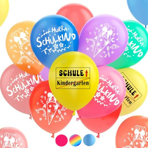 Einschulung Deko Ballons, 25 Stück Schulanfang Schulstart Schulkind Schuleinführung Deko Ballons, 2025 Einschulung Party Dekoration Farbmix Junge Mädchen