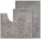 Chenille Bath Mat Set - Non Slip Non Slip with Water Absorbent Pedestal Bathmat and U Shape Bathroom Toilet Rug, Machine Washable Light Gray