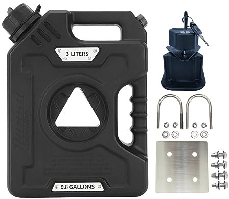 Tucool Racing 3L Portable Fuel Drum Canister Gasoline Container Reserve Plastic Petrol Tank Diesel Storage Can Fit for Motorcycle SUV ATV Cars Boat Offroad (3L Black with Bracket 304SS)