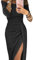 Hanaoops Women Evening Party Dress Elegant Long Sleeve Wrap Dresses Sexy Split Off Shoulder Ruched Bodycon Shiny Dinner Gowns Dresses for Cocktail Club Wedding Black