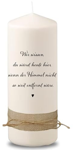 Villa Rosa Lotta – Trauerkerze Grabkerze Hansi mit Spruch I 20 cm hoch & 7 cm Durchmesser | Andenken an Verstorbene I Trauergeschenk, Grablicht, Grabschmuck | Sternenkinder Andenken Trauer