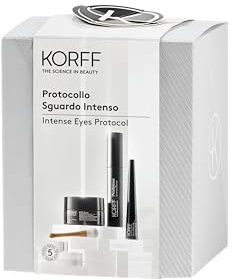 Korff Cofanetto Protocollo Sguardo Intenso, Crema Contorno Occhi Eye Zone Antirughe e Idratante 15 ml, Eyeliner Vinile Effeto Extra Black 2,5 ml, Mascara Prodigious Effetto Volumizzante 14 ml
