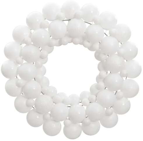 ZEYUAN Weihnachtskranz Weiß 45 cm Polystyrol, Weihnachtsdeko, Türkranz Weihnachten, Adventskranz Modern, Christmas Decor, Türkranz Weihnachten Außen, Türkranz Winter