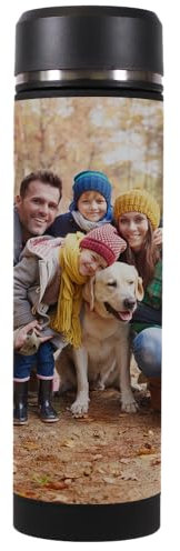 Personalisierte Thermosflasche Lilly von Dottie Bottle - selbst gestalten und mit eigenem Motiv bedrucken - Schwarze Flasche aus Edelstahl