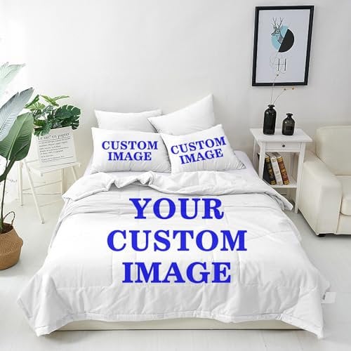 ANHOPE Personalisierte Bettwäsche für Familie Paare Freunde Personalisiert Bettbezug & Kissenbezug mit Foto Logo Text Weich Microfaser Motorrad Motocross Reiter Bettbezüge Set mit Reißverschluss