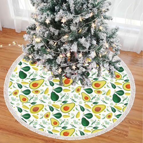 Chickwin Christbaumdecke Schneeflocken Weihnachtsbaum Röcke, Weihnachtsbaum Decke, Weihnachtsbaum Matte für Weihnachtsdeko, Weihnachtsbaum Tannenbaum Deko - Avocado (72cm,beige)