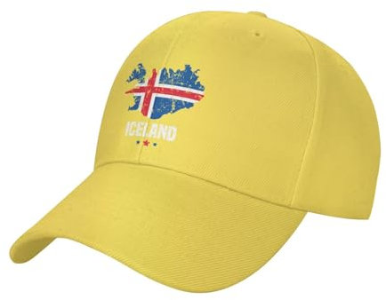 Trucker-Mütze mit Island-Flagge, für Herren und Damen, robust, praktisch, Vintage-Stil, gelb, 6 7/8/7 3/8