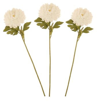 FloristryWarehouse Künstliche Chrysanthemen-Blumenstiele, 67 cm hoch, Weiß, 3 Stück
