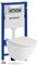 Lavita Duofix Basic Vorwandelement + Wand Tiefspül WC Sofi One Weiß Spülrandlos + WC Sitz + Bedienplatte Delta 25 Verchromt Knopf Komplettset Unterputz Spülkasten Toilette Komplett Sett WC