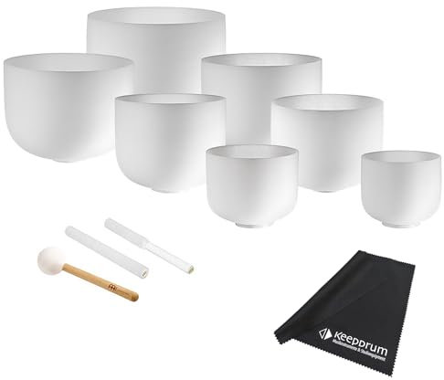Sonic Energy Meinl CSBSETCHA Crystal Singing Bowl Chakra Set + Beater / 7 Silicone Rings + Keepdrum Microfibre Cloth