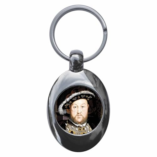 Ozorath King Henry Viii Keyring with Trolley Coin | Keychain, Split Ring Attachment, Integrated Shopping Cart Token, Metal Key Fob, Gift Idea, Present, Novelty, Car, House, Flat