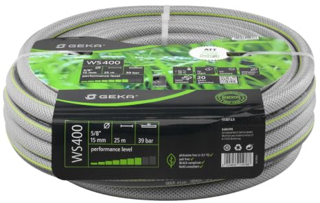GEKA plus Wasserschlauch WS400, Schlauchgröße Zoll 5/8“, Schlauchlänge 25 m, 5-lagiger Schlauchaufbau, Gartenschlauch, 13.0212.9