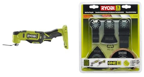 RYOBI - Multitool 18 Volts ONE+™ (sans batterie) livré avec accessoires - RMT18-0 & Kit Spécial Carrelage 5 Pièces Multitool RAK05MT, Noir
