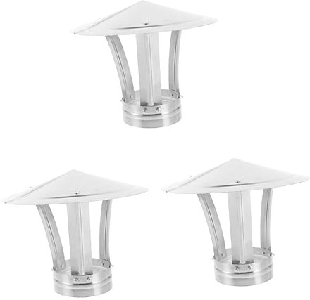 SHYLAC 3pcs Stainless Steel rain hat Patio chiminea Cover Chimney Flue Cap Chimney Rainproof Cover roof rain Cap roof Vent caps Chimney Vent caps Cover for roof Vent Chimney Cap Pipeline