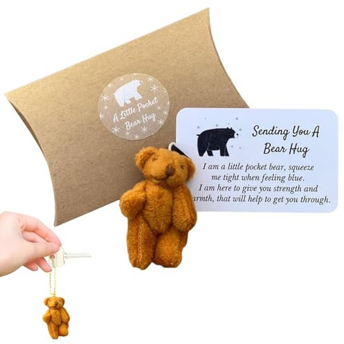 Parthan Bear Hug, Pocket Bear Pocket, Hug Token, Miniature Bear Keepsake for Friendship, Graduation, Motivation & Anxiety Relief – Thoughtful Gift for Loved Ones(COLOUR:brown)