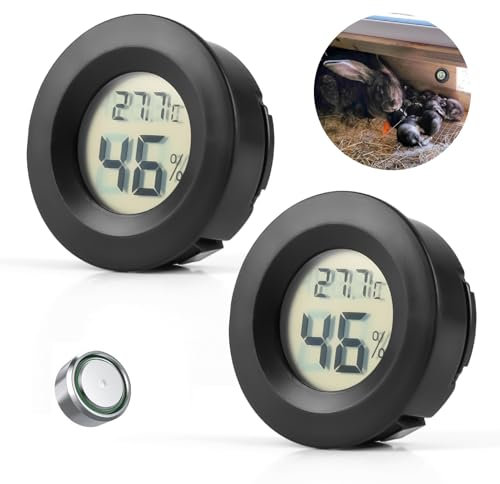 LCD Digital Hygrometer Thermometer, Reptile Thermometer, Humidity Meter for Greenhouse Dehumidifiers Humidifiers Basement Babyroom Home Office, Switchable Celsius/Fahrenheit Black (2)