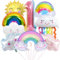 Regenbogen Geburtstagsdeko 1 Jahre Mädchen, Lächelnde Quasten Luftballon 1. Geburtstag Mädchen Junge, Wolkenförmige Sonne Ballon 1 Geburtstag Deko,Zahl 1 Folienballon,Kindergeburtstag Deko Luftballons
