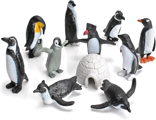 VOSSOT Pinguin Figuren - Realistische Tierfiguren, Pinguin Spielzeug, Polartiere, Kuchen Topper