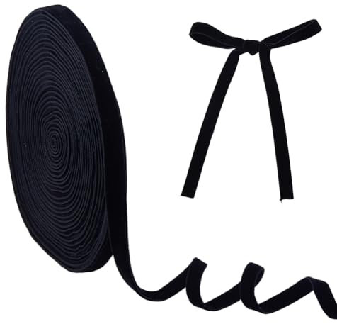DICOSMETIC 12.5 Yards Doppelseitiges Samtband 3/8 Zoll Schwarzes Dünnes Samtband Vintage Borte Samtband Für Choker Geschenkverpackung Hochzeitsdekoration Schleifenherstellung