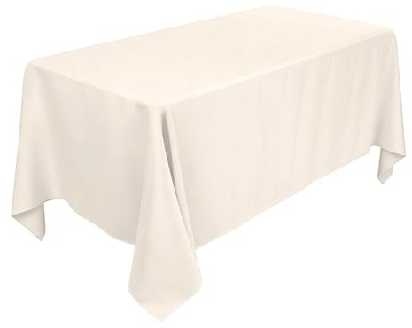 WedDecor Premium Rectangular Tablecloth Set Durable, Large Fabric Table Covers for Weddings, Dinners, Birthdays, Anniversaries, and Events 70 x 144 Inches, Ivory (Pack of 6)