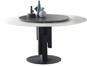 Mesa De Jantar Mesa de comedor redonda de pizarra, mesa de comedor casera sencilla con plato giratorio, mesa de comedor redonda (tamaño: S: 47 pulgadas, M: 51 pulgadas) Mesa Para Comedor(M:130*75cm)