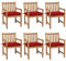 Xichuzi Gartenstühle 6 STK. mit Roten Kissen Massivholz Teak, Gartenmöbel, Terrassenstühle, Balkon Stühle, Balkonstuhl, Garten Stühle Für Draussen - 3073052
