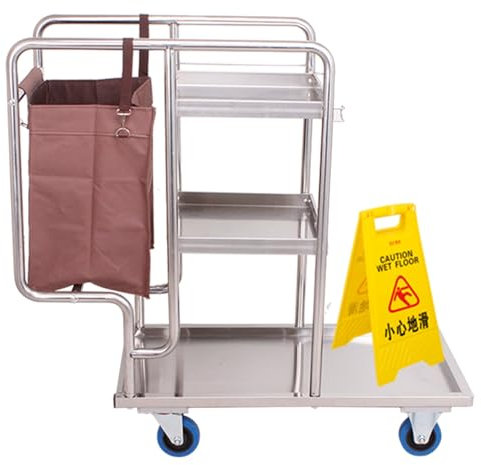 Aioneer Edelstahl-Reinigungswagen, Kommerzielle Traditionelle Reinigungswagen, Reinigungsbedarfs-Werkzeugwagen, Reinigungswagen, Werkzeugwagen, Mobiler Reinigungswagen, Für GarteE-102x45x97cm